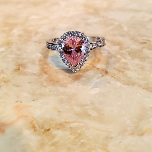 Jewelry - Teardrop crystal eternity ring with 925 band